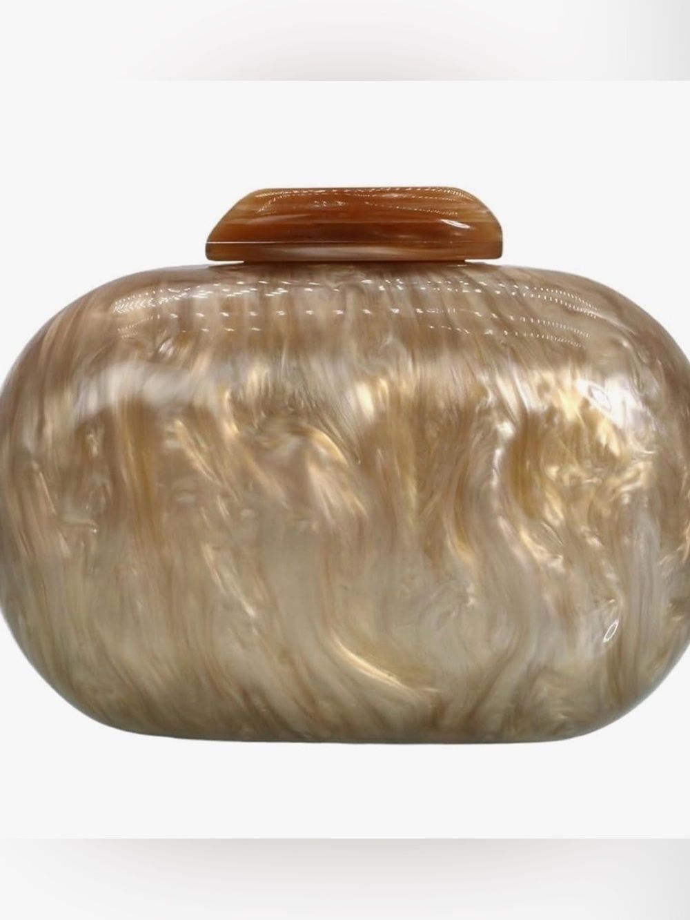 NEW Pearlescent Beige Acrylic Clutch with Amber Accent